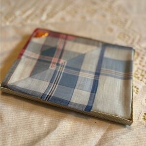 Vintage Plaid Blue and Beige Pocket Squares/Hankies
